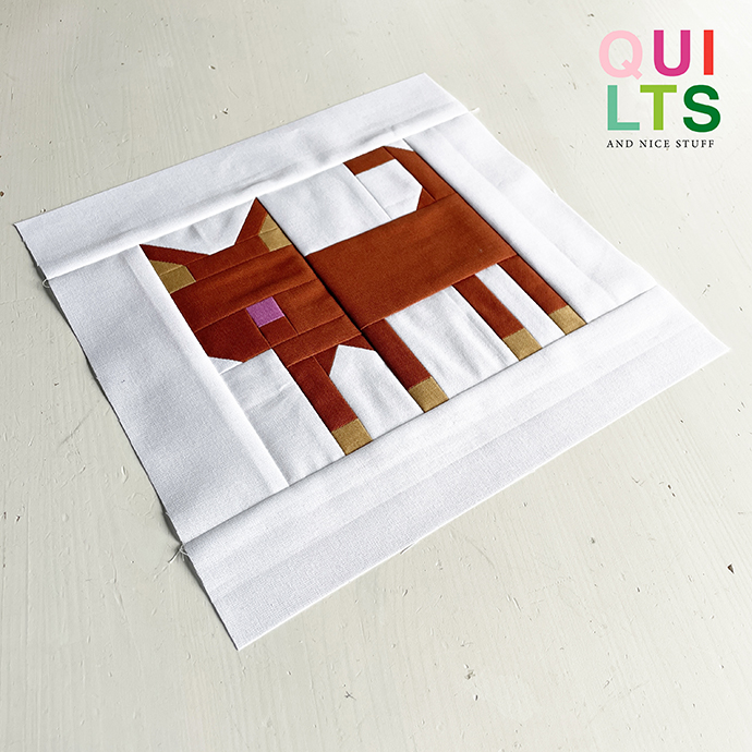 Katze Quilt Block auf weißem Hintergrund