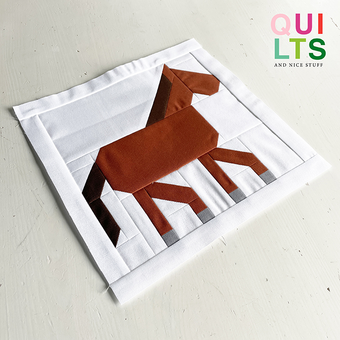 Pferd Quilt Block auf weißem Hintergrund