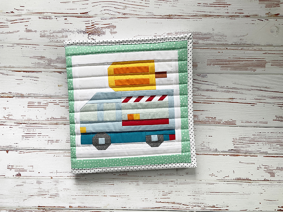 Stoff Buch Titel Eiswagen Quilt Block